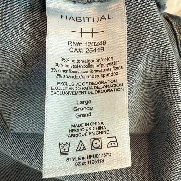 Habitual Fit and Flare Long Sleeve Denim Blue Jean Tie Waist Dress Size L NEW - Picture 6 of 8